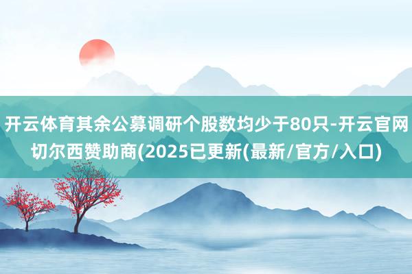 开云体育其余公募调研个股数均少于80只-开云官网切尔西赞助商(2025已更新(最新/官方/入口)