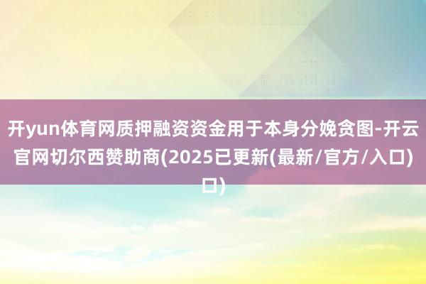 开yun体育网质押融资资金用于本身分娩贪图-开云官网切尔西赞助商(2025已更新(最新/官方/入口)